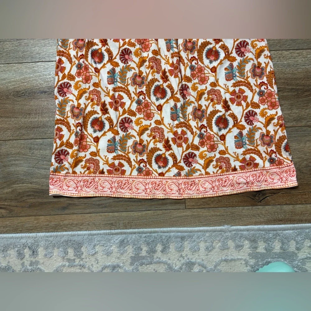Sundance Catalog Orange Paisley Lace Yoke Sleeveless croquette boho Top
